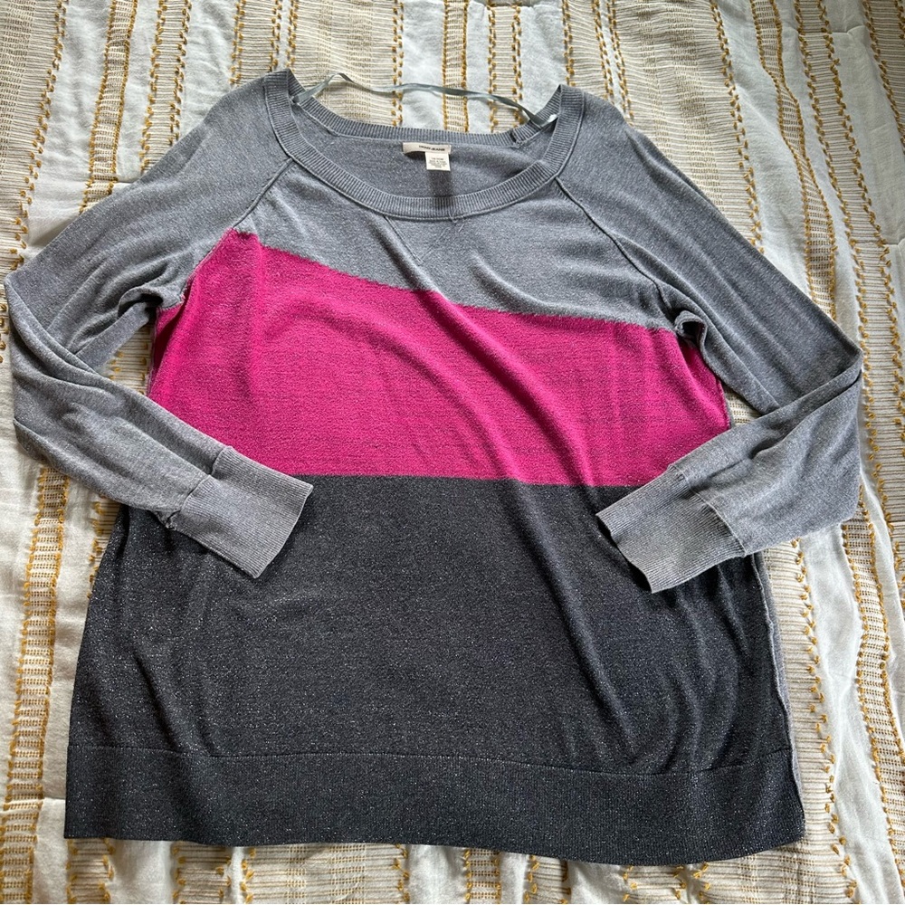 DKNY Women’s Plus Color Block Long Sleeve Sweater Size 18/20